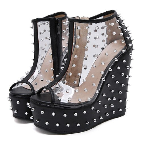 Rivets Boots Open Toe