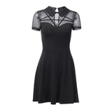 Gothic  Mesh A-line Pleated Dress