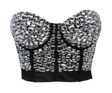 Punk Sexy Black Silver Corset Top