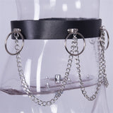 Gothic Black PU Belts Chain