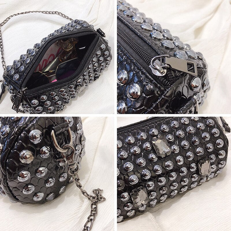 Punk Style Rivet Chain Shoulder Bag