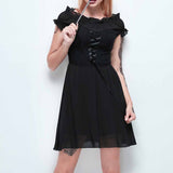 Gothic Black Off Shoulder Sexy Mini Dress