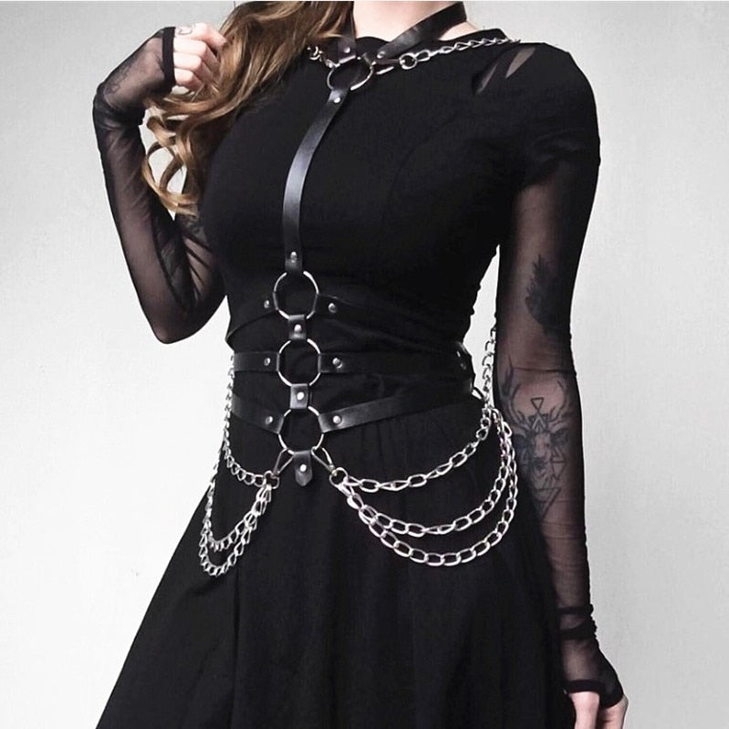 Gothic Circles Chain Waist Belt