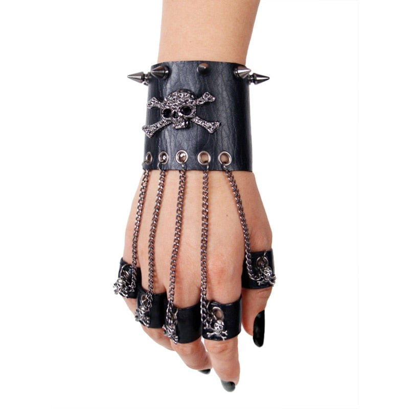 Punk Skull Leather Bracelet