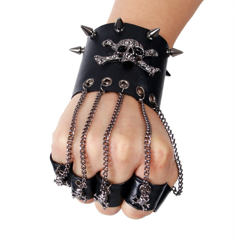 Punk Skull Leather Bracelet