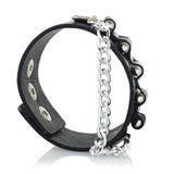 Bullet Shape Chain Link Cuff Leather Bracelet