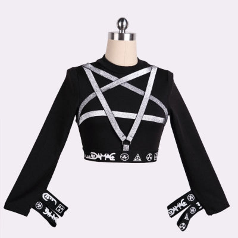 Gothic Punk Pentagram Long Sleeve T-Shirt