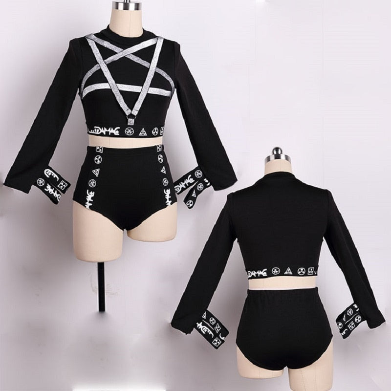 Gothic Punk Pentagram Long Sleeve T-Shirt