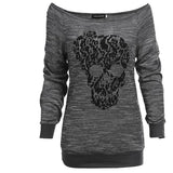 Gothic Skull Print Long Sleeve T-shirt