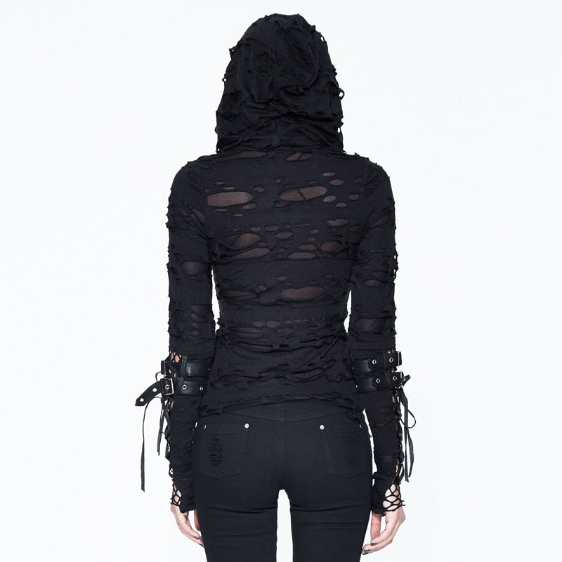 Punk Ripped T Shirt Gothic Long Sleeve