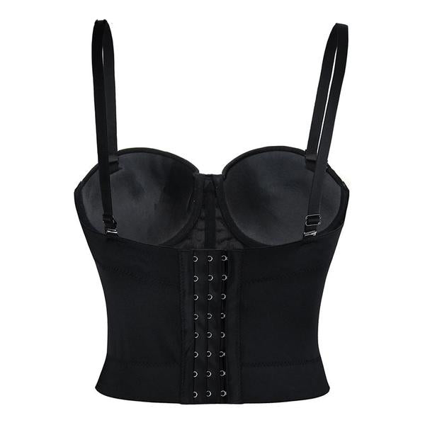 Gothic Sexy Black Faux Leather Corset Top