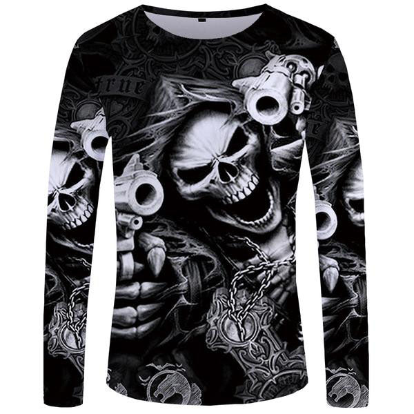Gothic Skull 3D Print Long Sleeve T-Shirt