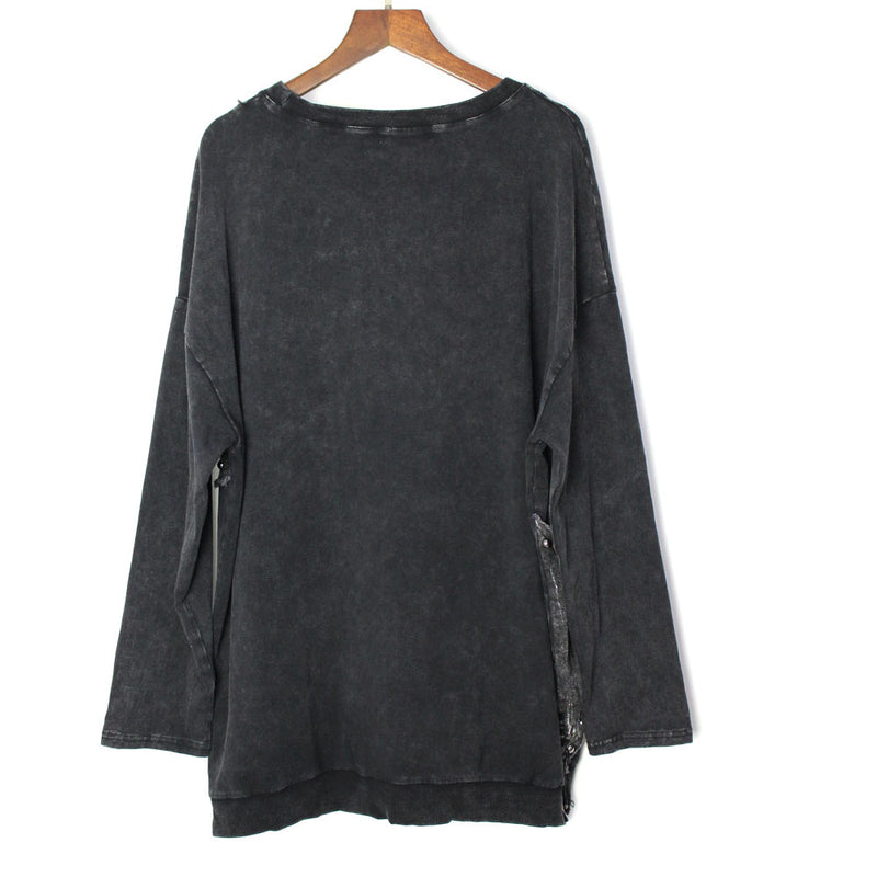 Long Sleeve Bronzing Graffiti T-shirt