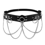 Pu Leather Harness Belt O-Ring Metal Chain Adjust