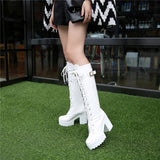 Square Chunky Block High Heels Riding Boots
