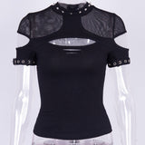 T-Shirt Style Cut Out Hollow Out Mesh