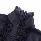 Gothic Lace Vintage Black Blouses