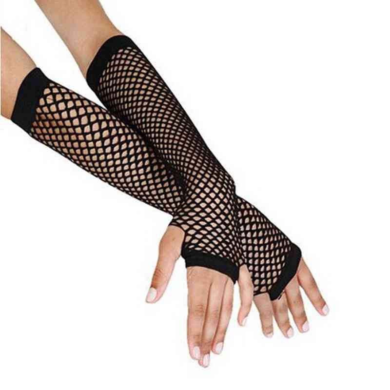 Punk Black Fingerless Mesh Gloves