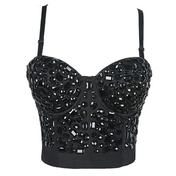 Punk Sexy Black Silver Corset Top