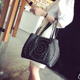 Hollow-out Leather Luxury Handbag Two Piece