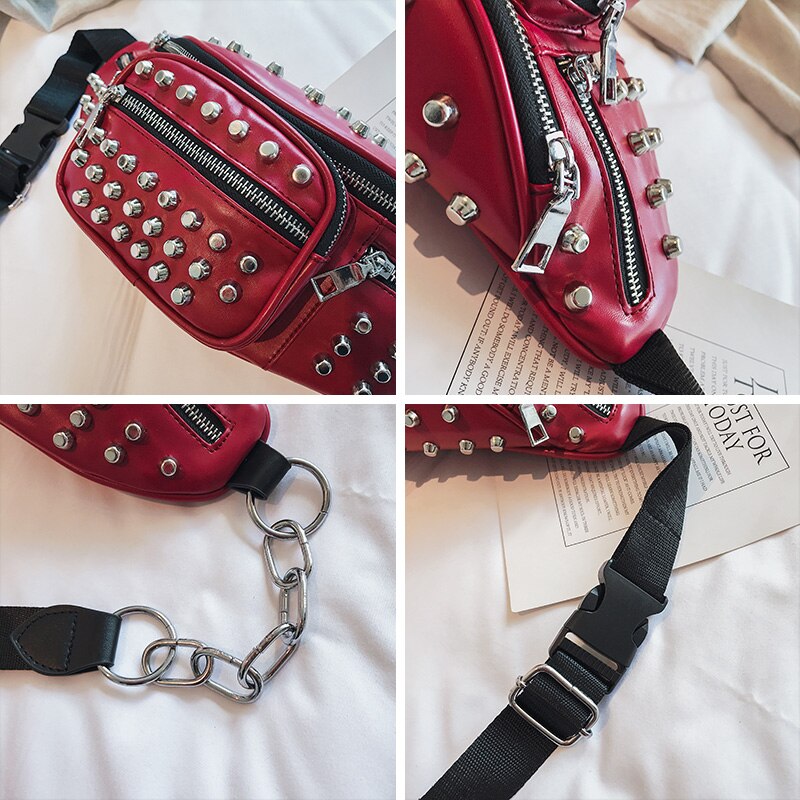 Rivets Waist Packs Rock Punk
