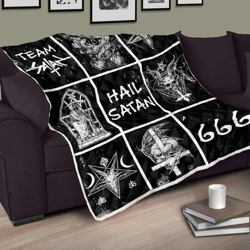 Hail Satan 2 Quilt Blanket